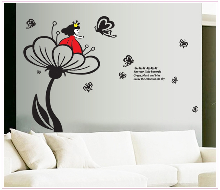 Decal dán tường Cô gái hoa sen trang trí phòng khách,phòng ngủ đẹp