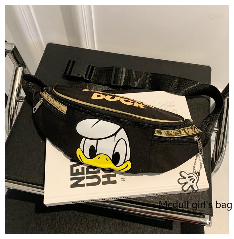 Hoạt Hình Disney Chuột Mickey Vịt Donald 2021 Mới Thắt Lưng Nữ Túi Nylon Dây Kéo Công Suất Lớn Túi Bảo Quản Nữ Túi