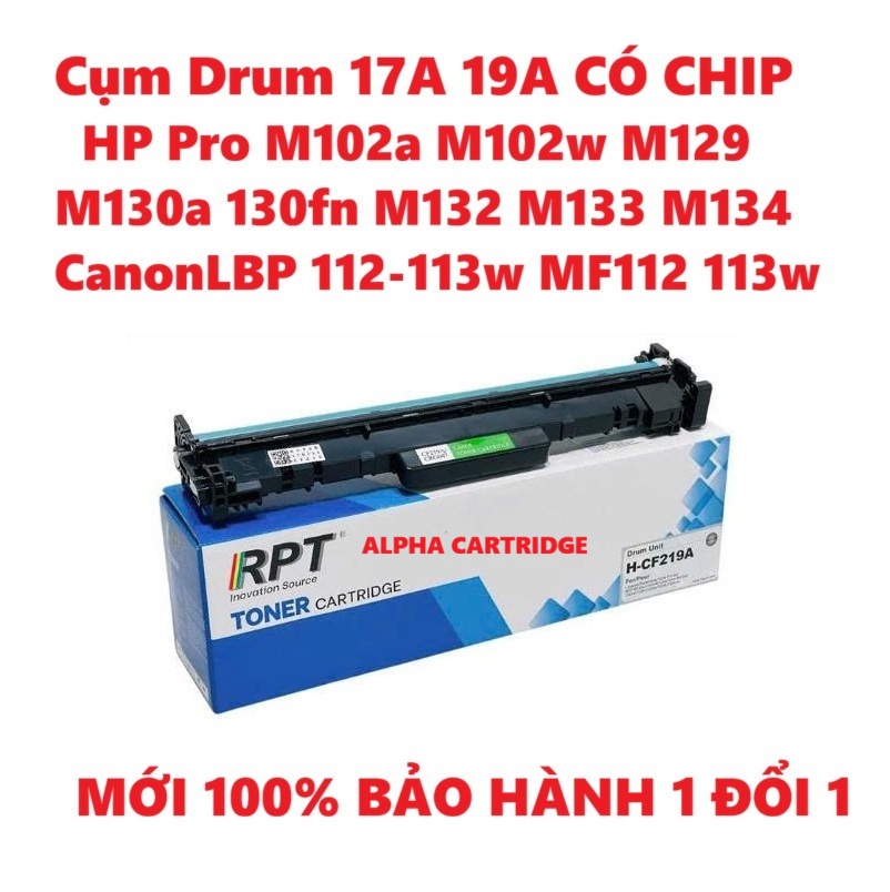 Hộp cụm drum máy in cho HP 19A có chíp, là khay trống dùng cho máy in HP Pro M102a, 129, 130a, 130fn, 132, 133, 134 Hàng chính hãng Alpha Cartridge