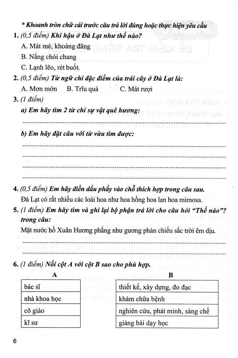Sách bổ trợ - Bộ Đề Kiểm Tra Môn Tiếng Việt Lớp 3