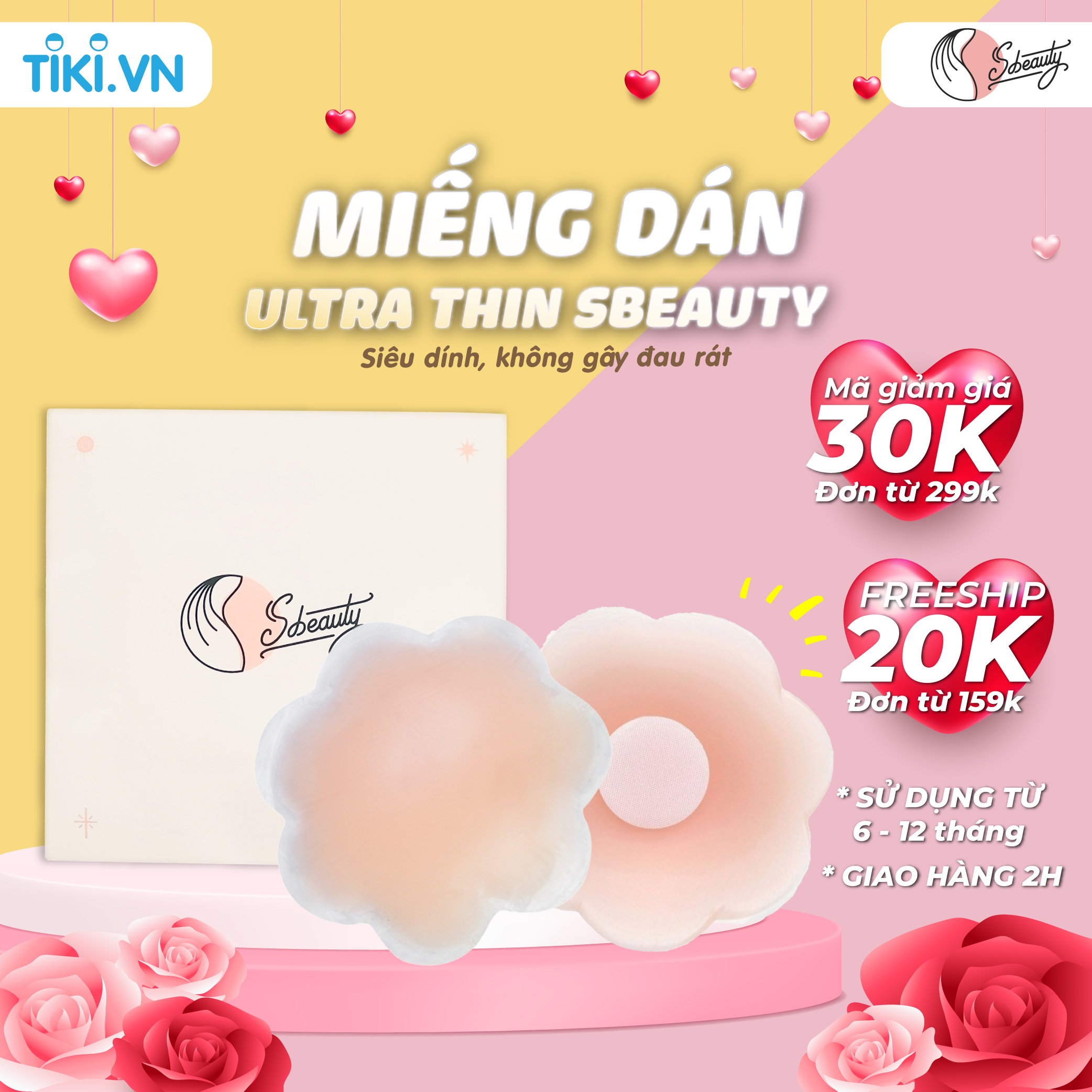 Miếng Dán Ngực Ultra Thin Silicon Cao Cấp SBeauty, Dán Ngực Siêu Mỏng Siêu Nhẹ Siêu Êm