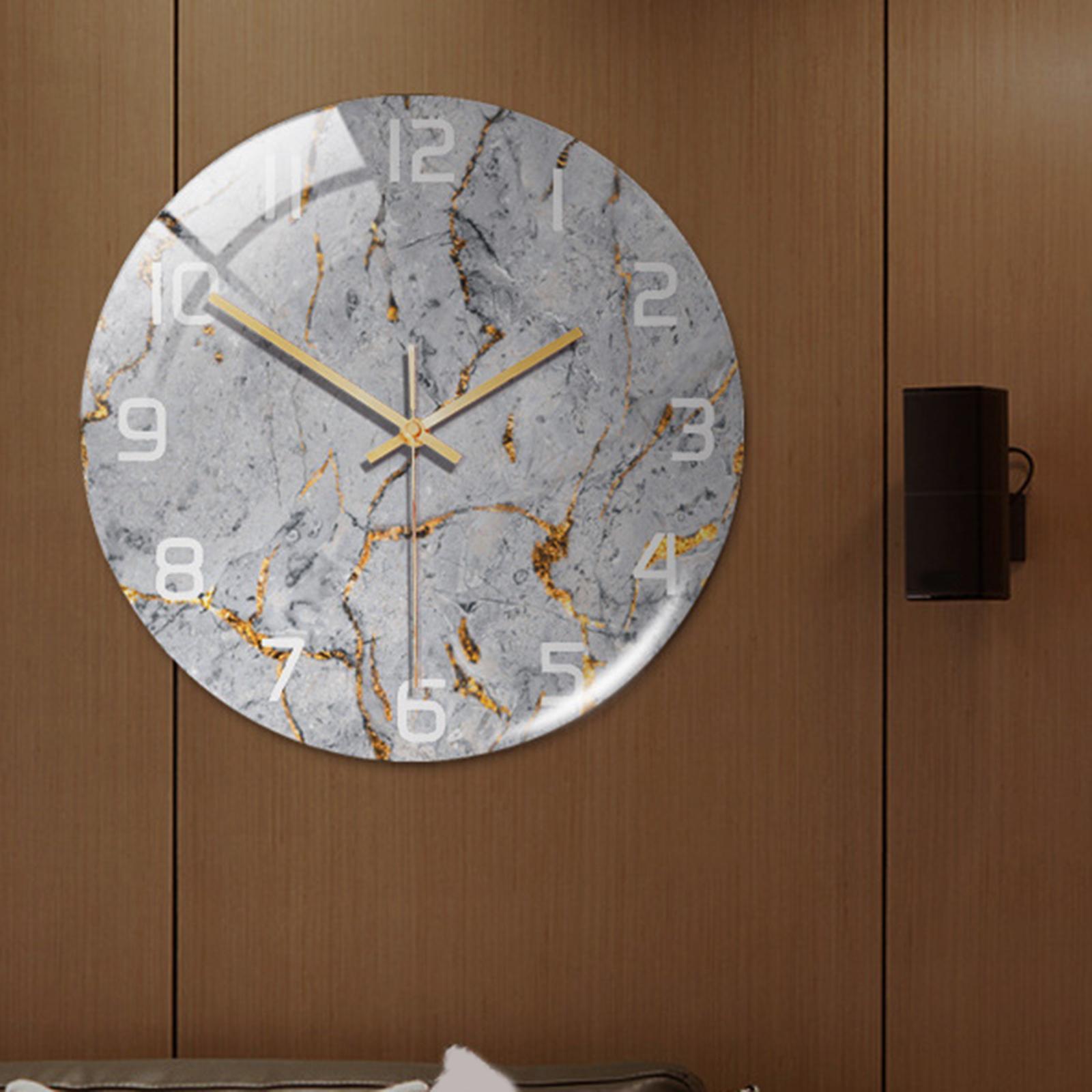 Modern Marble Texture Wall Clock Non Ticking Silent 12 Inch Art Clock for Living Room Bedroom Office School Home Decor