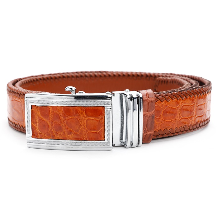 Thắt lưng nam da cá sấu Huy Hoàng đan viền 3,5P màu đen, nâu đất, vàng bò, nâu đỏ HC4216-17-18-41