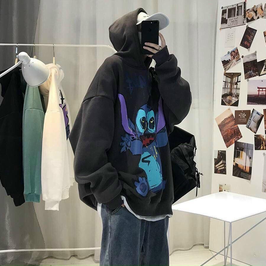 Áo Khoác Nỉ Hoodie Chuột Stitch Freesize Mặc Rộng Rãi Thoải Mái Knn03