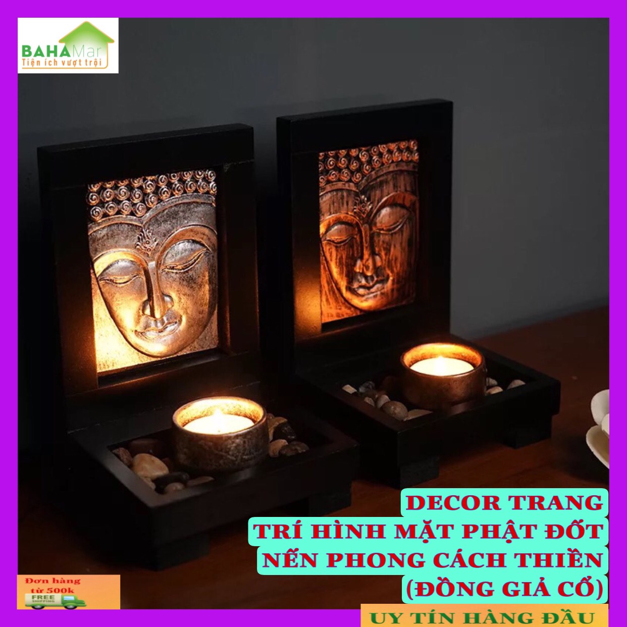 DECOR TRANG TRÍ HÌNH MẶT PHẬT ĐỐT NẾN PHONG CÁCH THIỀN (ĐỒNG GIẢ CỔ) &quot;BAHAMAR&quot; Mang lại một không gian Thiền thanh thoát trang trí vào không gian và tạo ra một yên tĩnh,