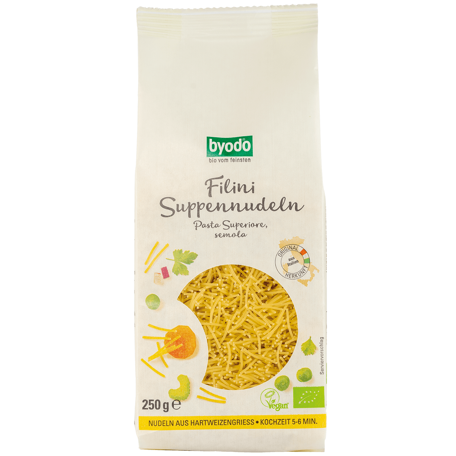 Mì Spaghetti hữu cơ cọng nhỏ cho bé 250g Byodo