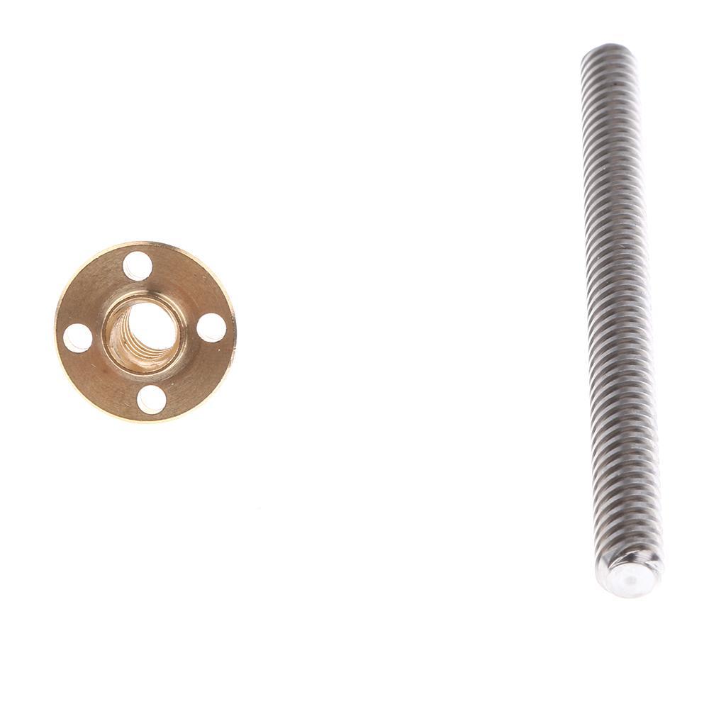 T8 8mm Dia Threaded Screw Rod+Screw Nut For 3D Printer Stepper Motor