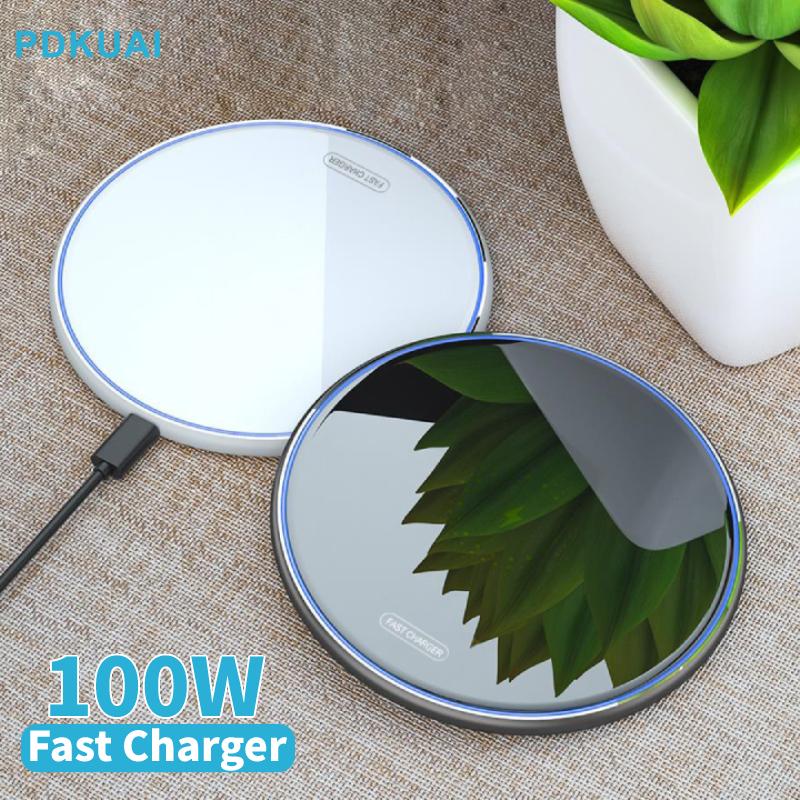 Tấm đệm bộ sạc không dây nhanh 100W cho iPhone 14 13 12 11 XS Pro Max XR x 8 Plus cho Samsung S22 S21 S20 Sạc cảm ứng nhanh