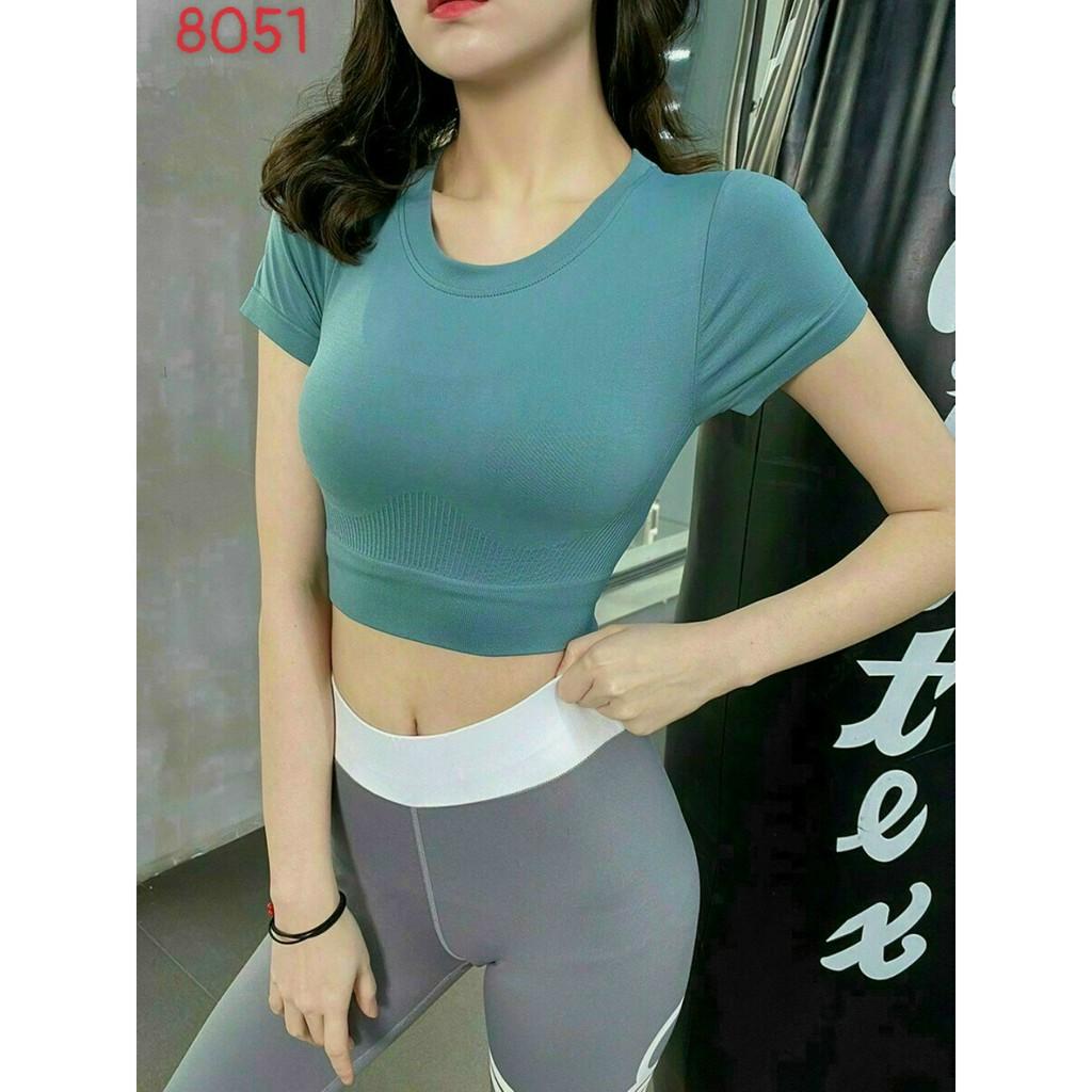 Áo Croptop Dệt Kim Tay Con Tập GYM,Yoga,Aerobic,Zumba, Chạy Bô