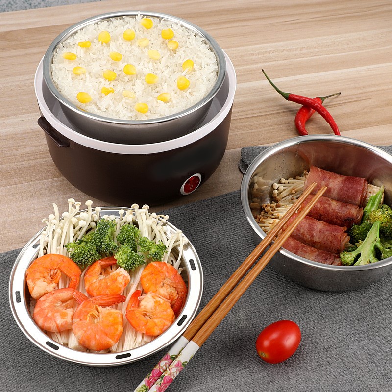 Hộp cơm cắm điện giữ nhiệt 3 tầng, chất liệu inox 304 an toàn sức khỏe, hộp cơm giữ nhiệt, hộp cơm văn phòng tiện lợi - Chính hãng DoDoDios