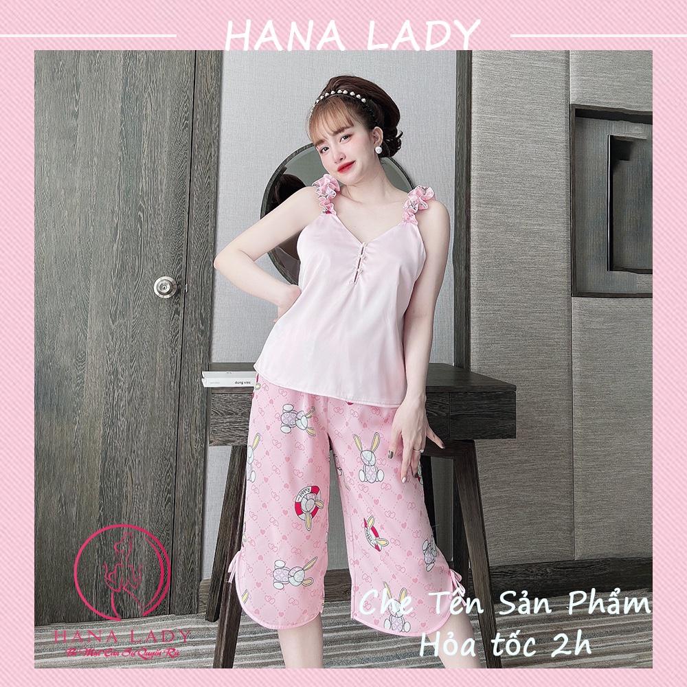 Bộ ngủ hai dây nữ - Pijama lụa mặc nhà họa tiết đáng yêu VN479
