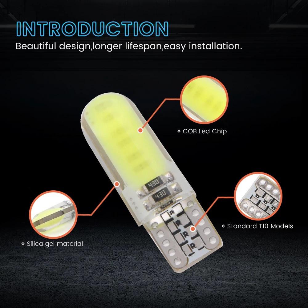 1 Bóng Đèn LED W5W T10 COB 12 SMD 12V Ánh Sáng Trắng Dành Cho Ô Tô