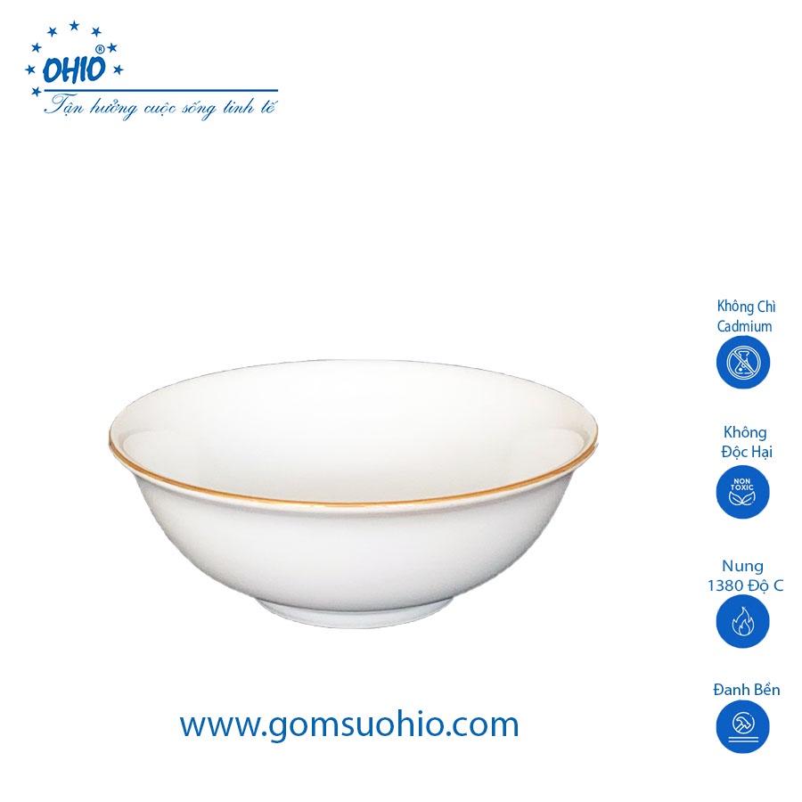 Tô LOE 13cm Sứ Trắng Viền Kim OHIO