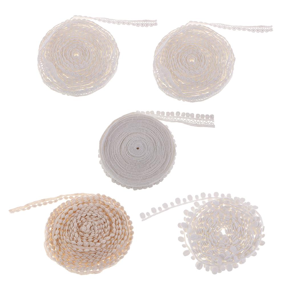 5 Yards Pom Pom Ball Fringe Trim Ribbon DIY Crafts Supplies for Wedding Dress, Garment, Jeans, Sewing Accessories