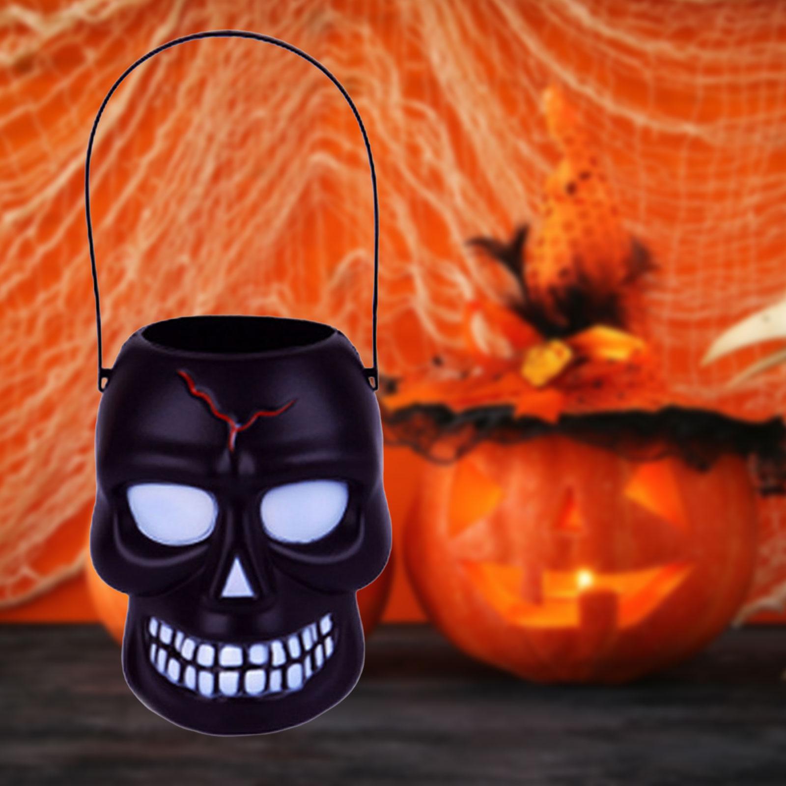 Halloween Candy Bucket, Candy Holder Kids Gift Box, Candy Barrel with Handle, Trick or Treat Bucket, Halloween Party Favors Decoration Supplies