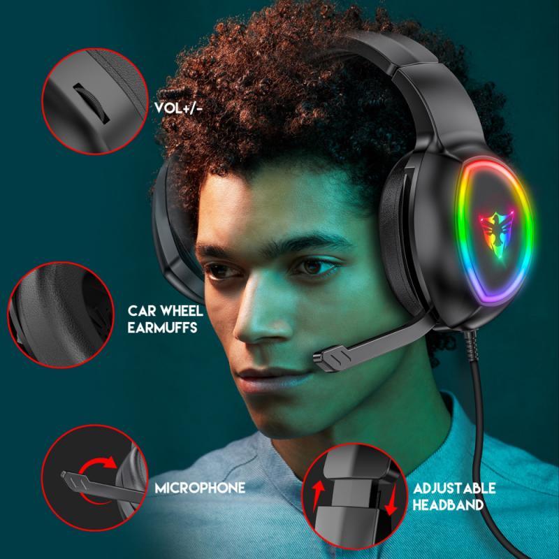Trò Chơi Tai Nghe Tai Nghe Chơi Game Loại Bỏ Tiếng Ồn Trên Đầu Tai Nghe Chụp Tai Casque Máy Tính Laptop Micro Có Dây Tai Nghe Cho PS4 Máy Tính