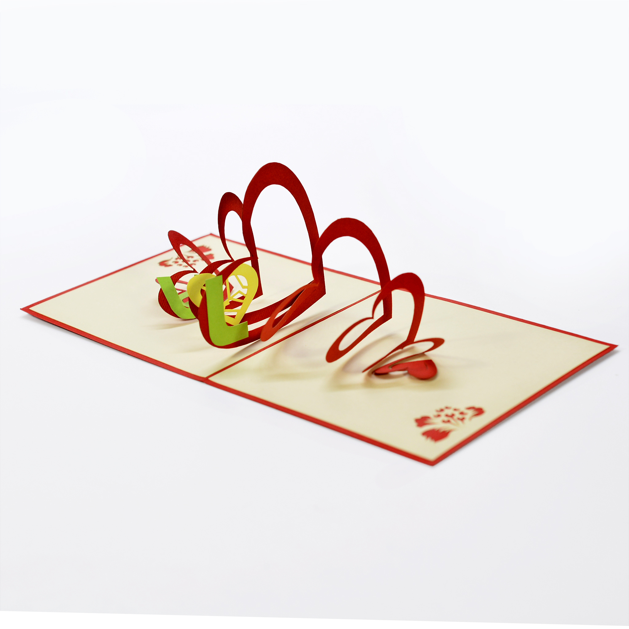 Thiệp nổi 3D Trái tim xoắn, pop-up card chủ đề thiệp dành cho tình yêu, Thiết kế độc đáo, Size 12x12 cm LO008