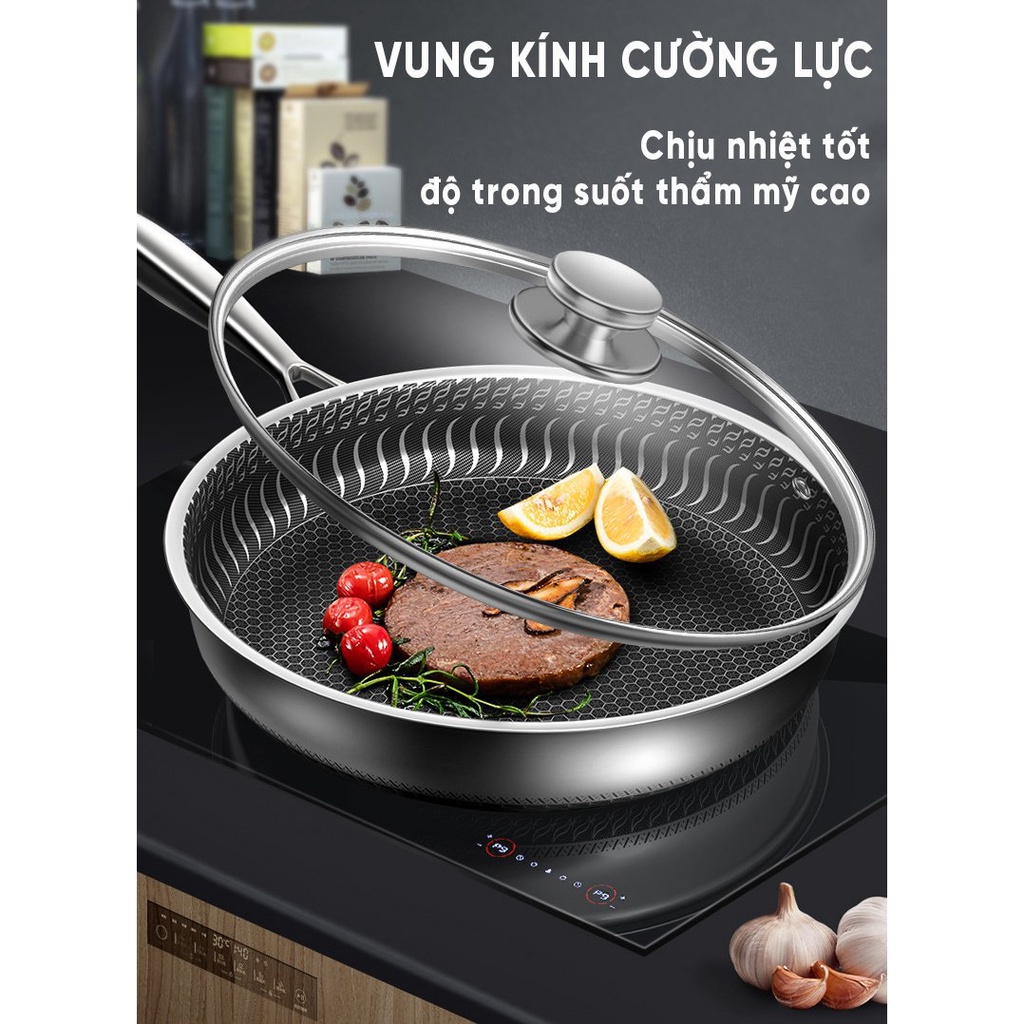 Chảo Chống Dính Inox Creen CR-NJA28IH-30IH Vung Kính Tiện Lợi, Sử dụng Trên Mọi Loại Bếp, Thương Hiệu Tây Ban Nha - Hàng chính hãng