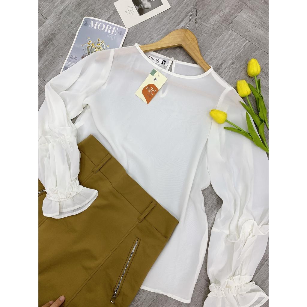Set áo mix chân váy nâu