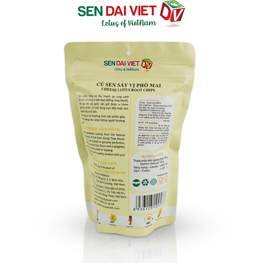 Củ Sen Sấy- Nguyên Vị, Vị Phô Mai, ĐV- Sen Đại Việt- 2 Gói- Gói 35g