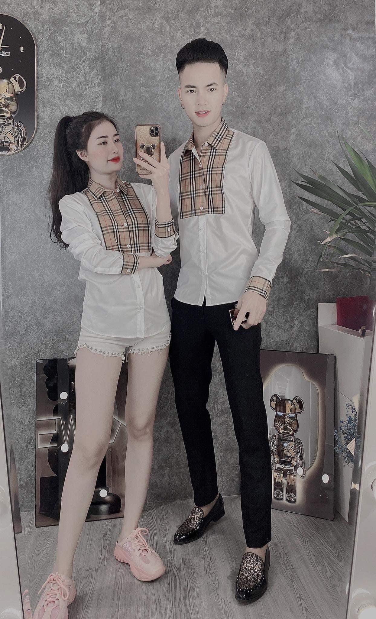 Áo sơ mi nam nữ tay dài , áo đôi nam nữ
