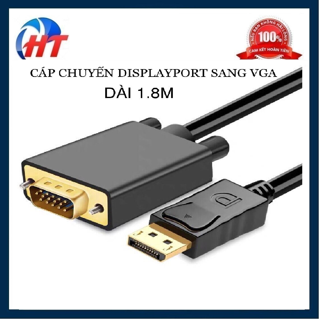 Cáp Chuyển Đổi Displayport to VGA Dài 1.8m siêu nhỏ gọn-HT