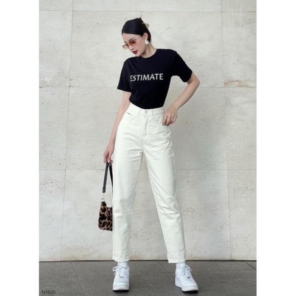 Quần jean nữ lưng cao ống xuông ( đen , trắng ) HDSHOP , quần bò cạp cao ống đứng skinny jeans thời trang