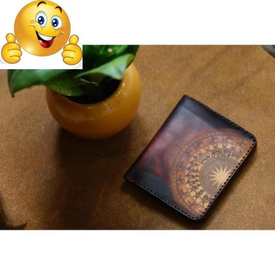 VÍ ĐỨNG TRỐNG ĐỒNG DA BÒ THẬT THUỘC BẰNG THẢO MỘC TỐT CHO SỨC KHỎE - MÀU MAHOGANY .