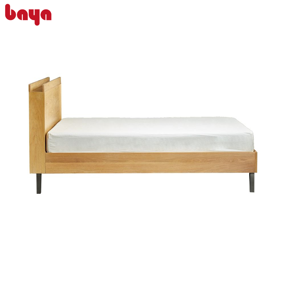 Giường Ngủ Đôi Phong Cách Bắc Âu BAYA CARINE Được Làm Từ Chất Liệu Veneer Sồi, MDF Và Chân Giường Bằng Kim Loại Chắc Chắn