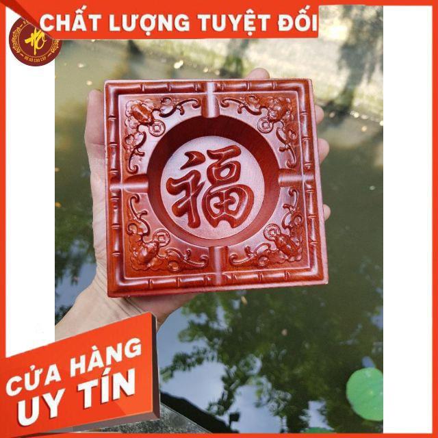 GẠT TÀN THUỐC GỖ HƯƠNG ĐỤC CHẠM HOA VĂN CHỮ PHÚC