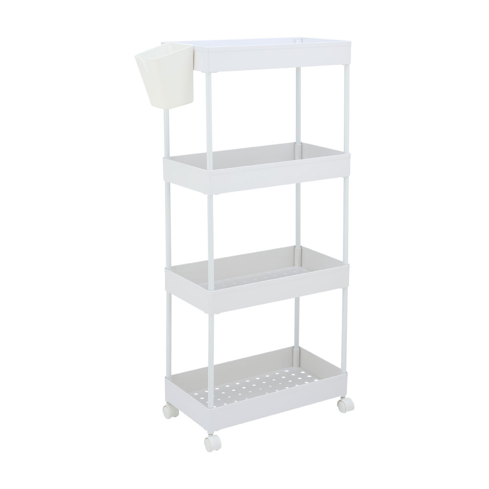 Kệ đa năng 4 tầng SPEED CART khung thép kết hợp bánh xe di chuyển tiện lợi, mặt nhựa ABS trắng cao cấp kèm giỏ treo mini | Index Living Mall - Phân phối độc quyền tại Việt Nam