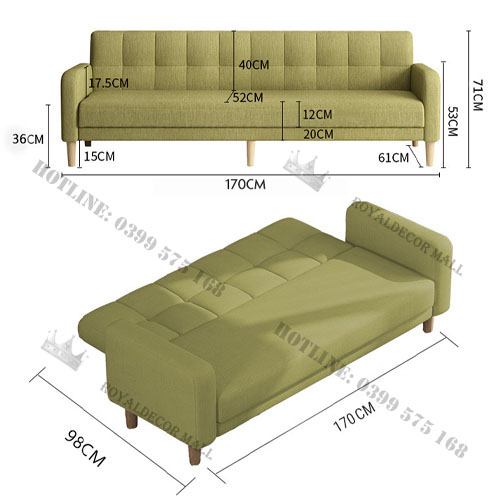 Ghế Sofa Giường Phòng Khách, Sofa Giường Thông Minh Gấp Gọn Chất Liệu Bọt Biển Cao Cấp - A02