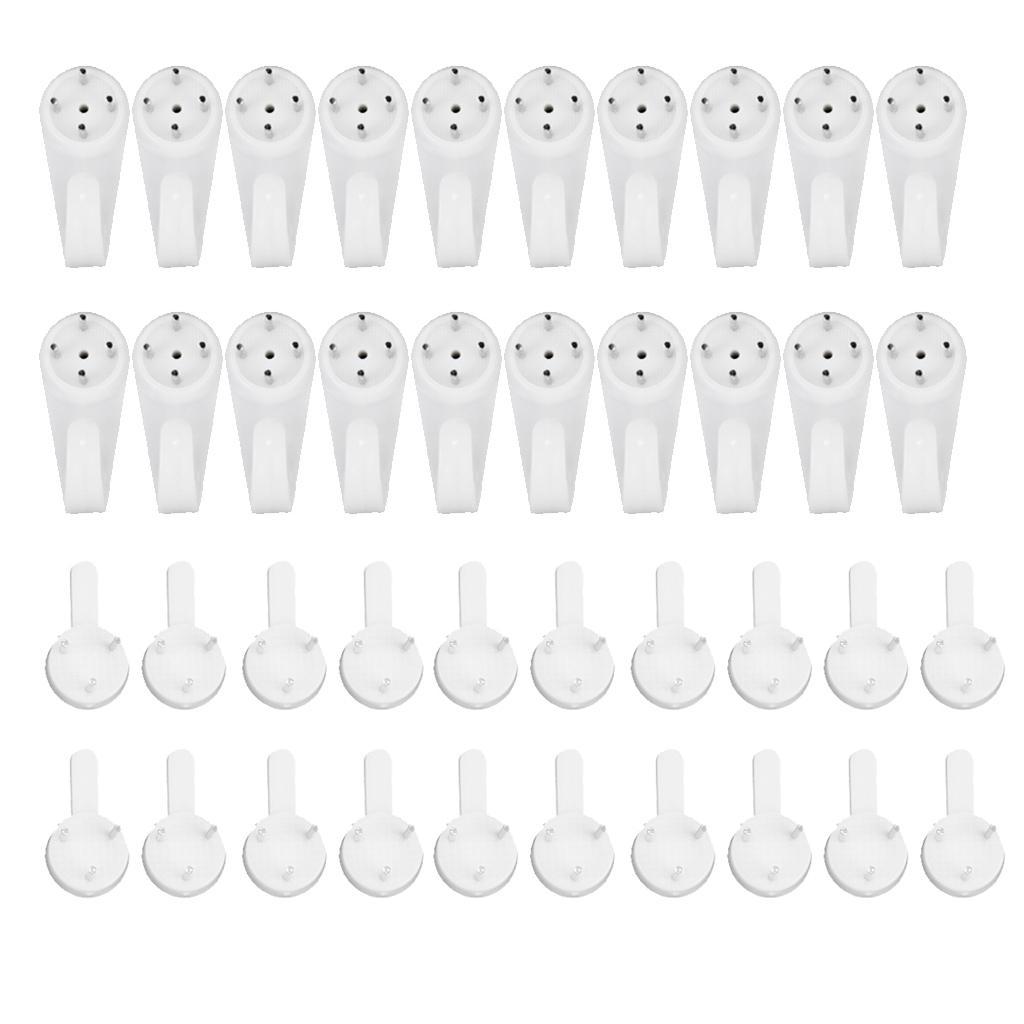 60 Hard Picture Frame Hooks Photos Mirror Hanging 20x40mm/15x25mm/15x30mm