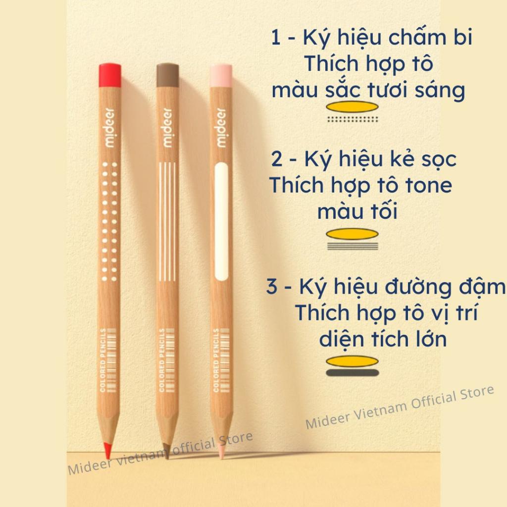 Bút chì màu vẽ tranh cao cấp mideer Vibrant Colored Pencil 24/36/48 màu, Chì vẽ chuyên nghiệp, thiết kế, phác họa