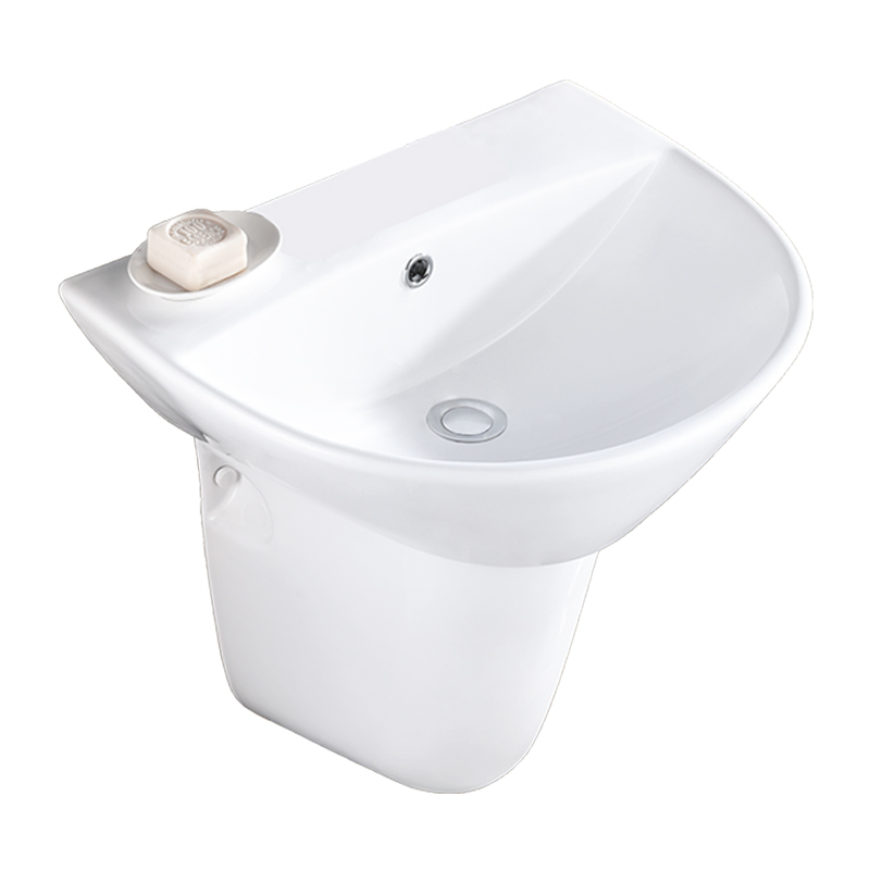 Chậu lavabo rửa mặt + chân treo ốp tường  BSA-501 (vòi gắn trên mặt lavabo)