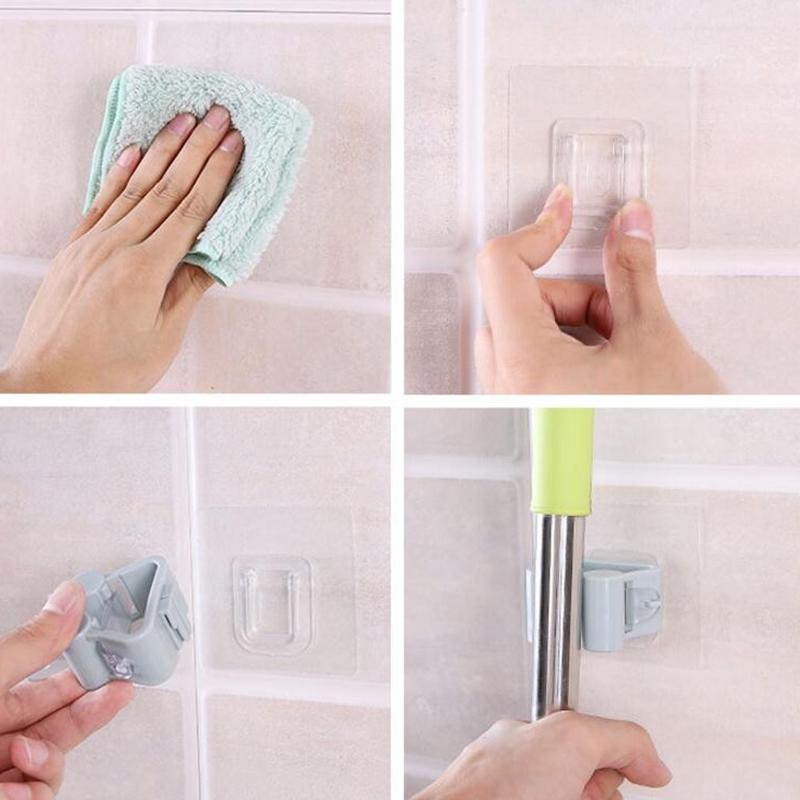 Móc dán tường treo đồ chổi lau nhà chịu lực chắc chắn nhựa PP cao cấp