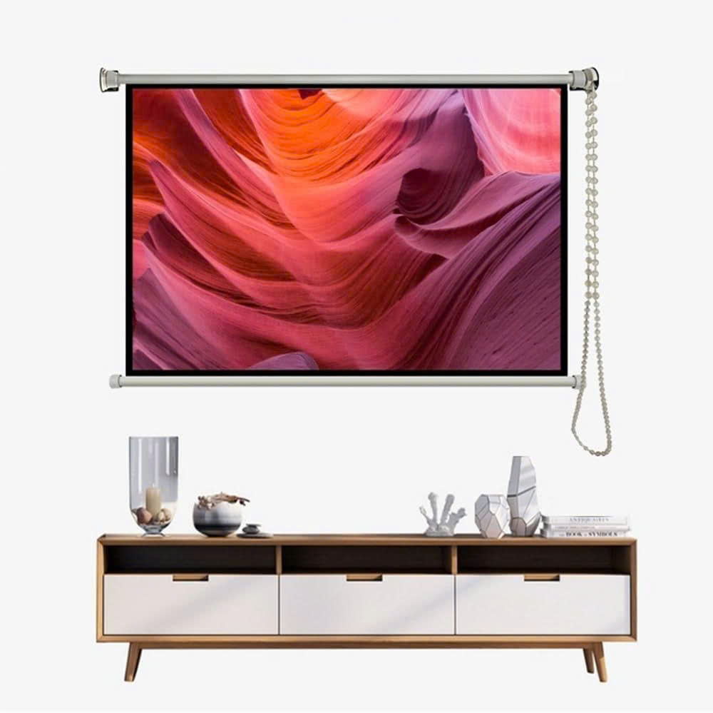 Màn chiếu treo tường kéo dây chuỗi hạt pha lê (dạng rèm) Prima tỉ lệ 16:9 và 4:3 kích thước 60–100 inch ,Dùng cho máy chiếu mini &amp; văn phòng - Hàng nhập khẩu