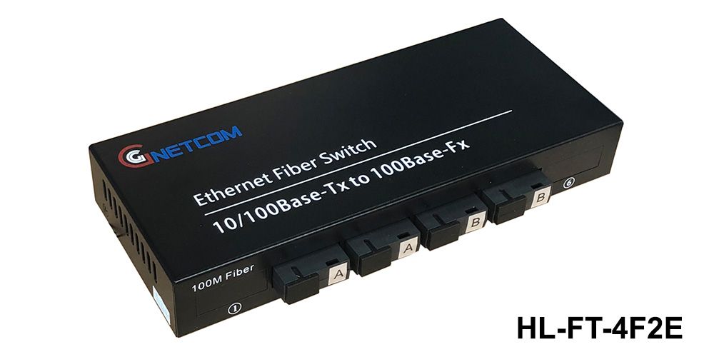 Switch quang 4 port Fiber | 2 port Lan Gnetcom HL-FT-4F2E 10/100MB - Hàng Chính Hãng