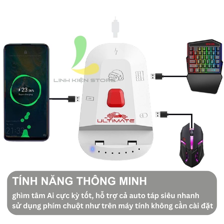 Bộ chuyển đổi chơi game Meiying M2S - Thiết bị hỗ trợ phím chuột điện thoại kết nối cực mượt, ghìm tâm Ai PUBG Mobile - Hàng nhập khẩu