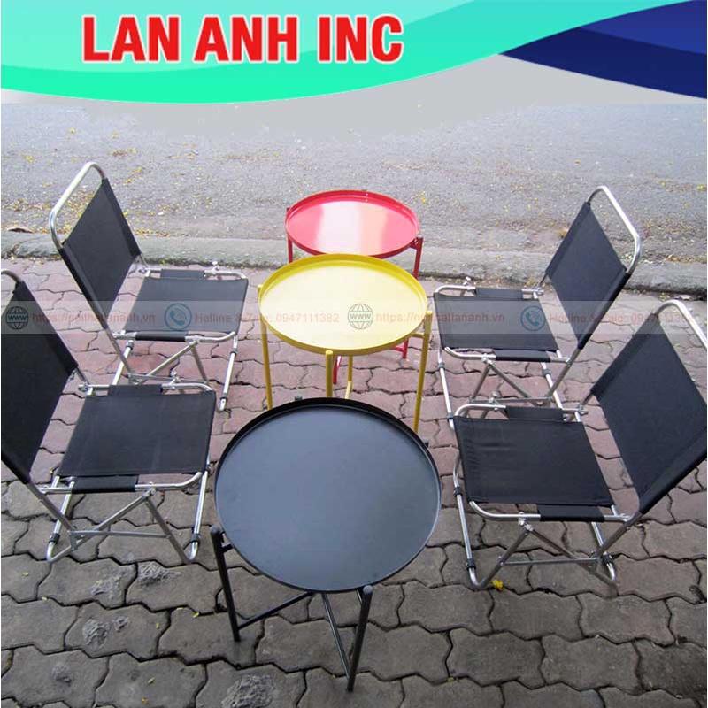 Trọn bộ ghế xếp inox và bàn trà chanh