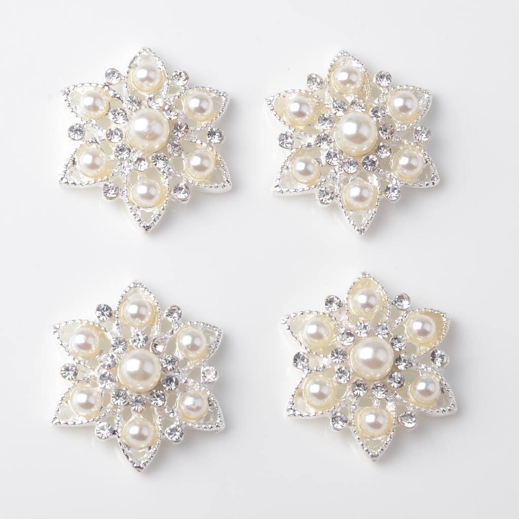 10pcs Clear Crystal Rhinestone Flower Buttons DIY Sewing Crafts 22mm