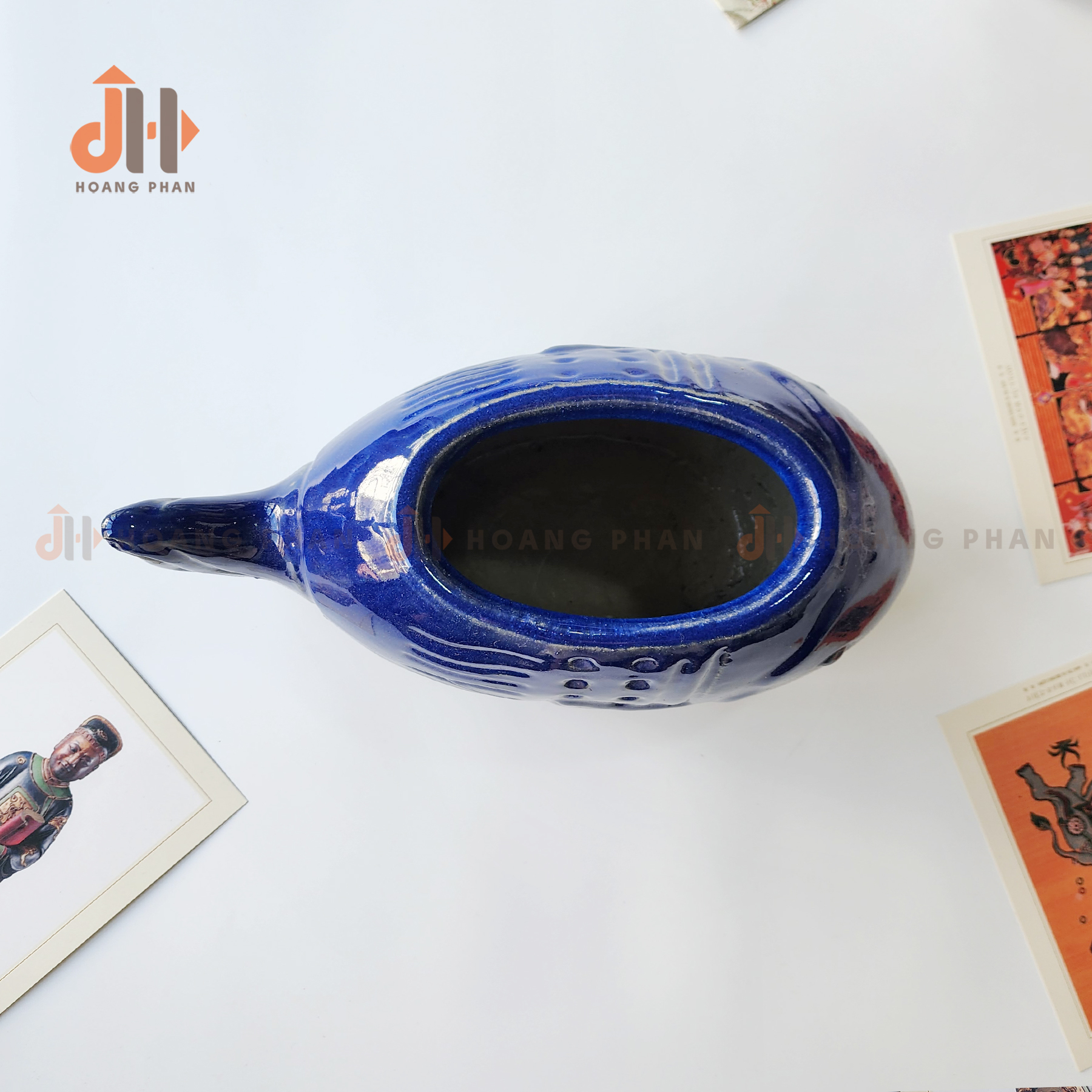 Gốm sưu tầm - Bình gốm cá lam trang trí