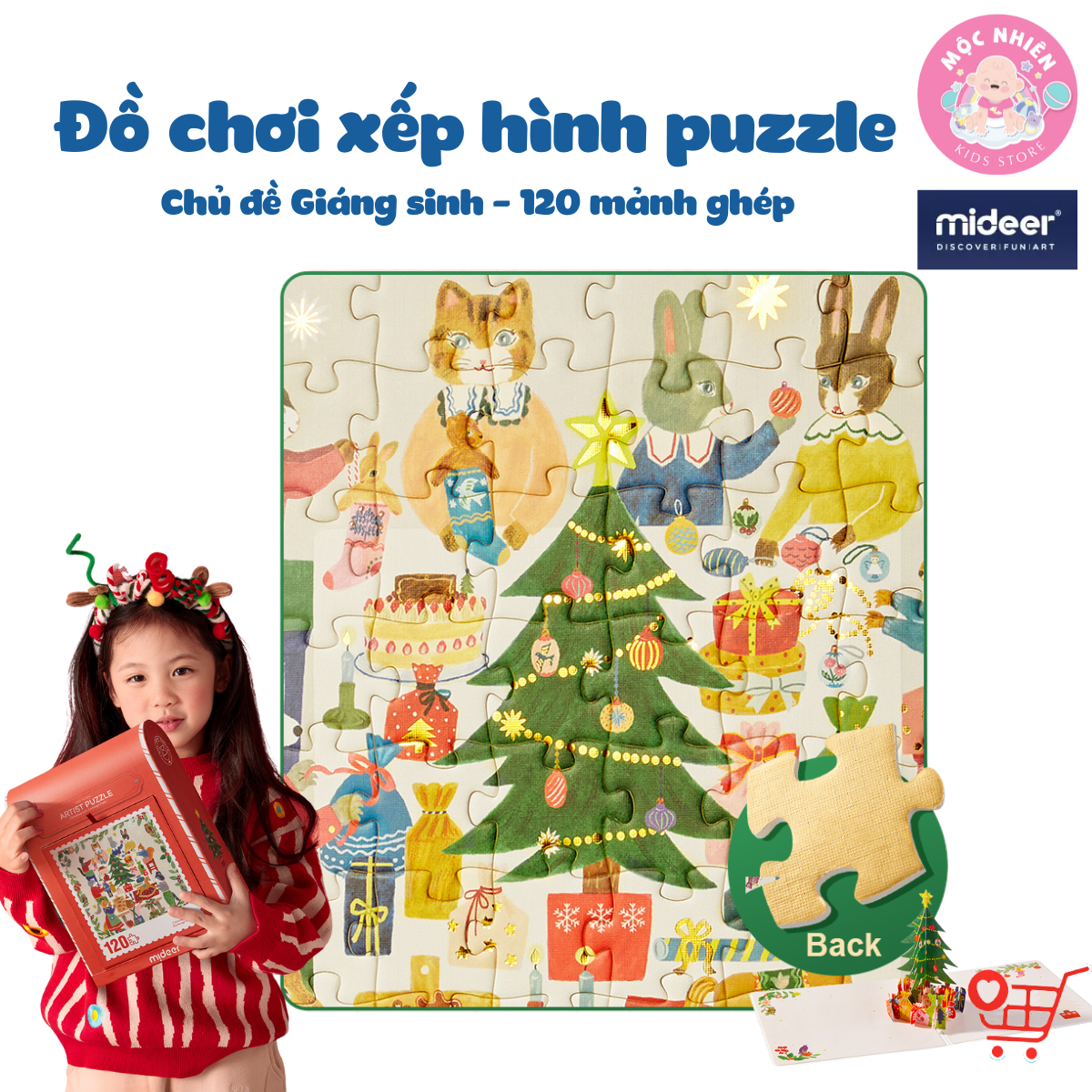 Đồ Chơi Xếp Hình Puzzle Chủ Đề Noel 2024 - Mideer Christmas Gift Box Puzzle - Đồ Chơi Giáng Sinh Cho Bé