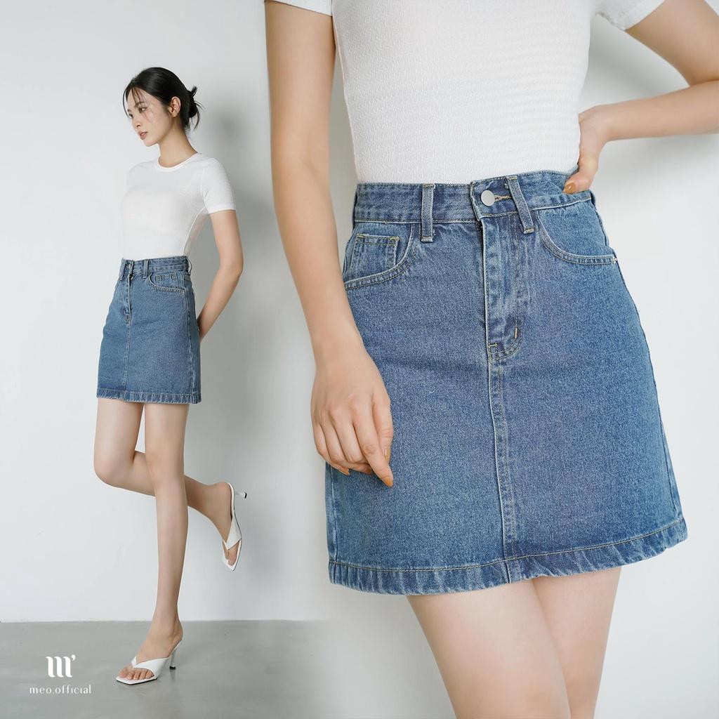 Chân váy nữ Méo shop chân váy jean ôm dáng chữ A 3881