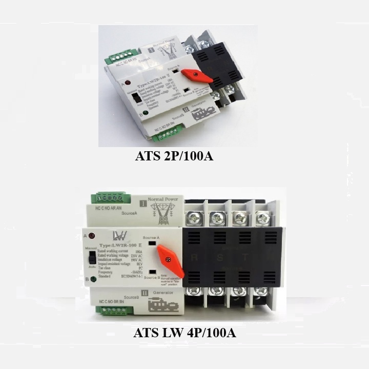 Bộ chuyển nguồn ATS 100A 2P và 4P LW chuyển đổi 2 nguồn điện tự động không gây mất điện