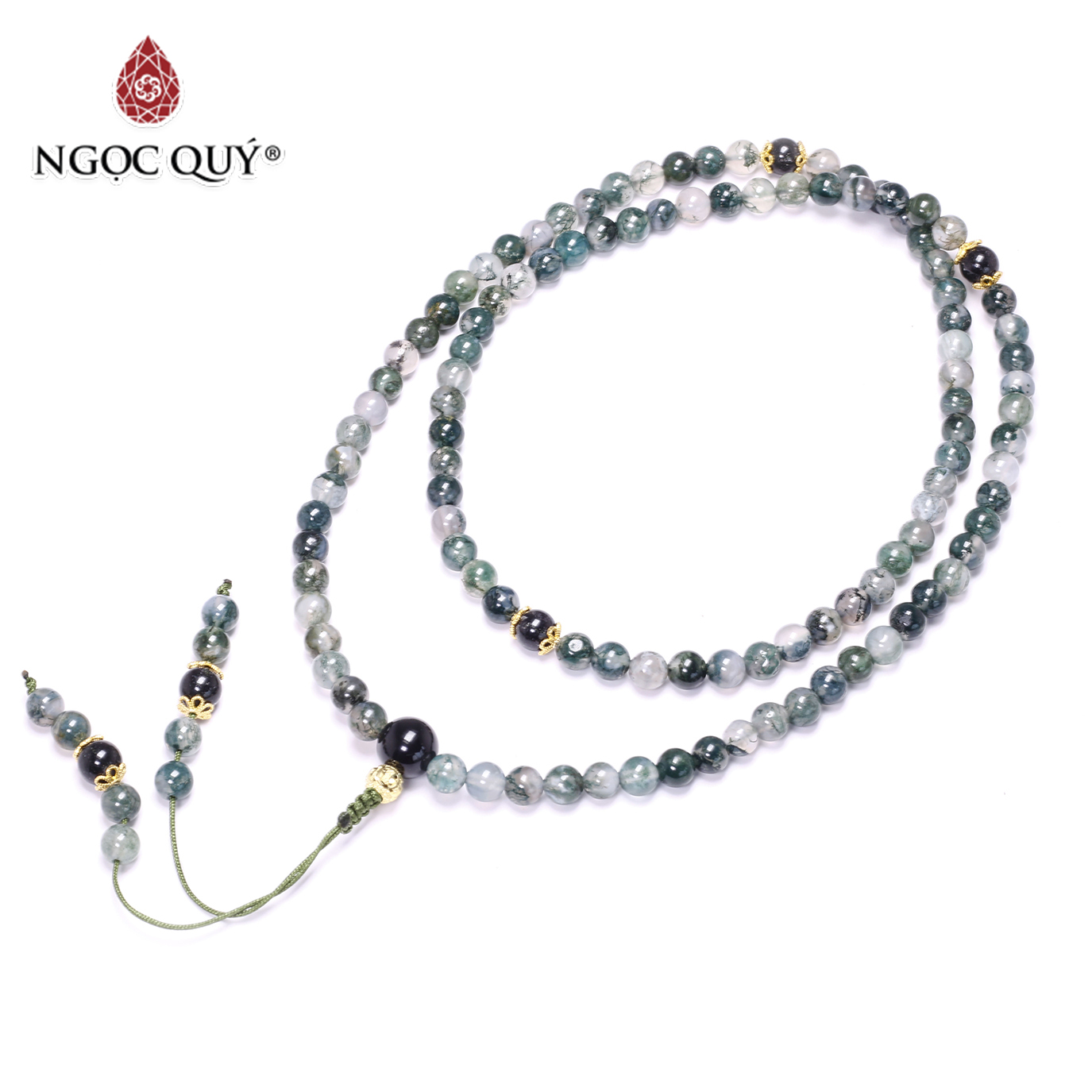 Chuỗi 108 hạt đá băng ngọc thủy tảo mệnh hỏa, mộc - Ngọc Quý Gemstones