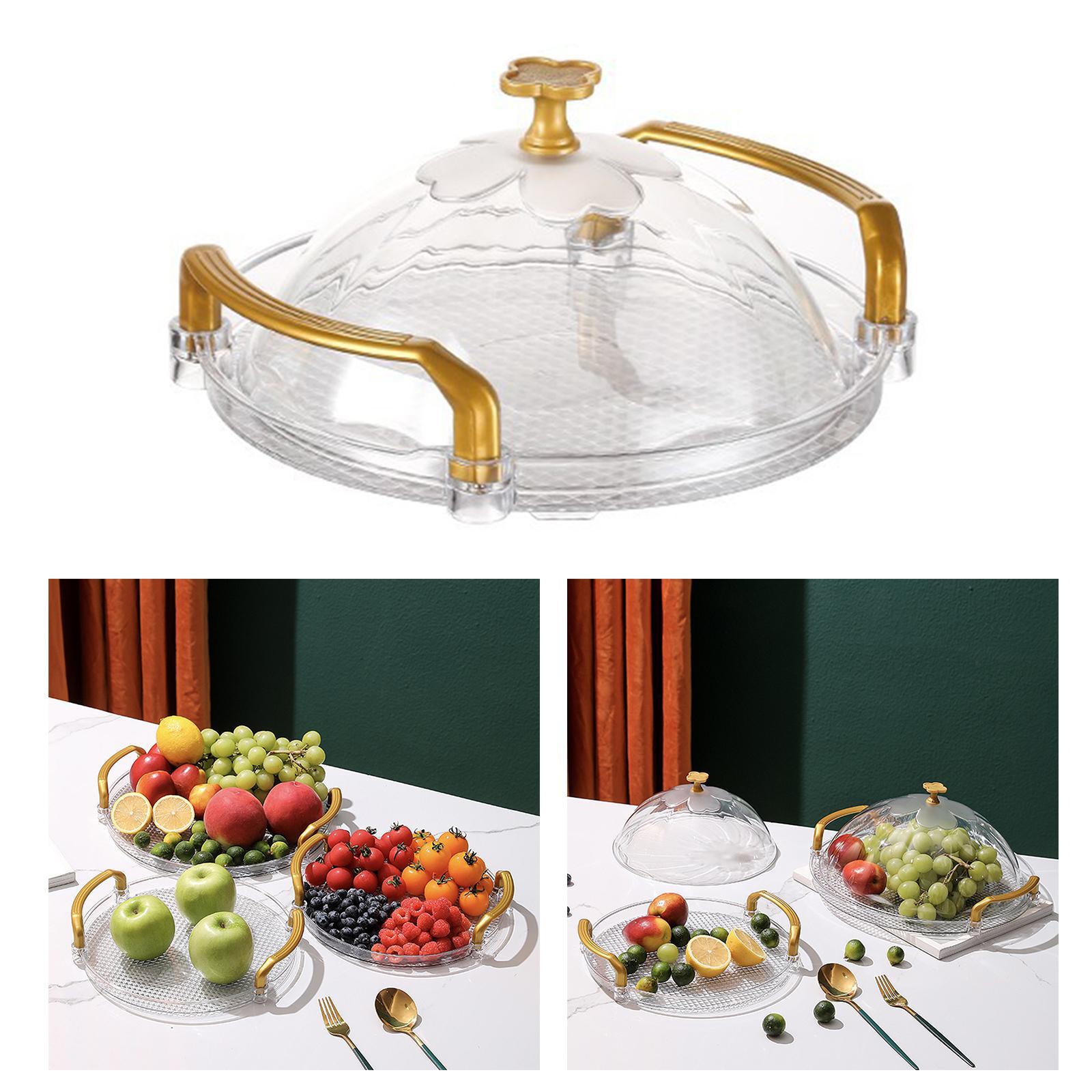 Cake Stand with Cover Round Serving Tray with Handle Dessert Snack Tray Countertop Organizer Transparent for Tea Breakfast