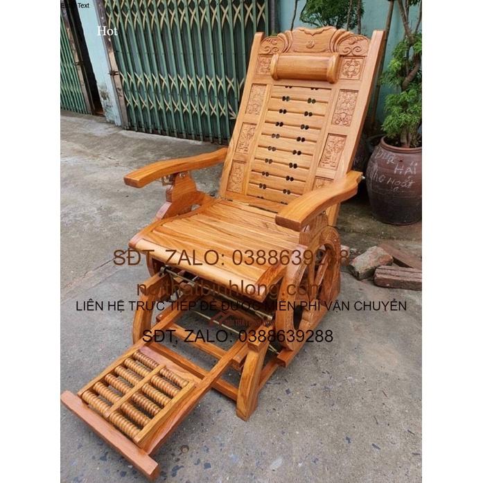 Ghế thư gián mát xa chân gỗ gõ đỏ