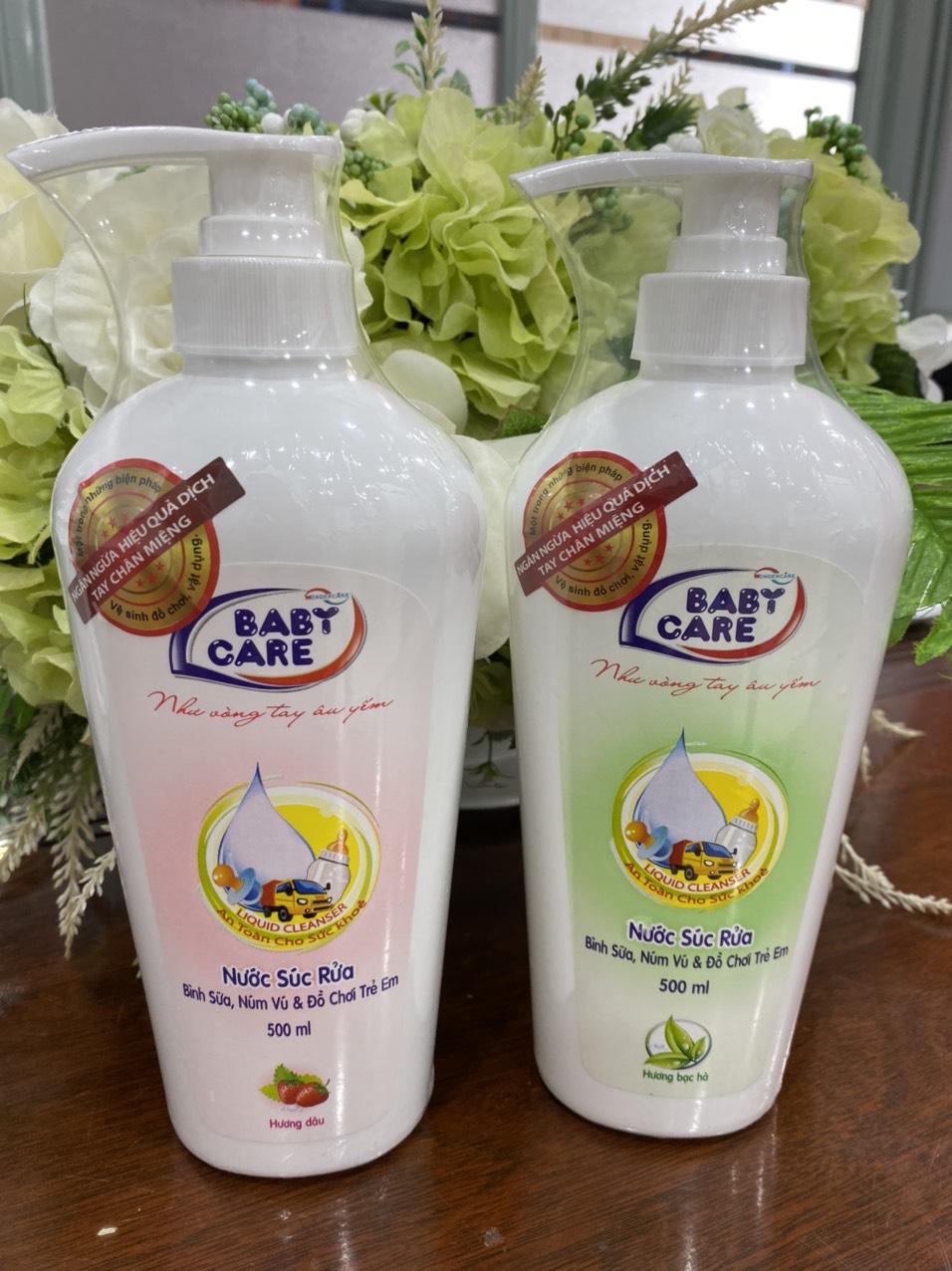 Nước Súc Rữa Bình Sữa Và Đồ Chơi Trẻ Em Babycare 500ml - Hương Dâu