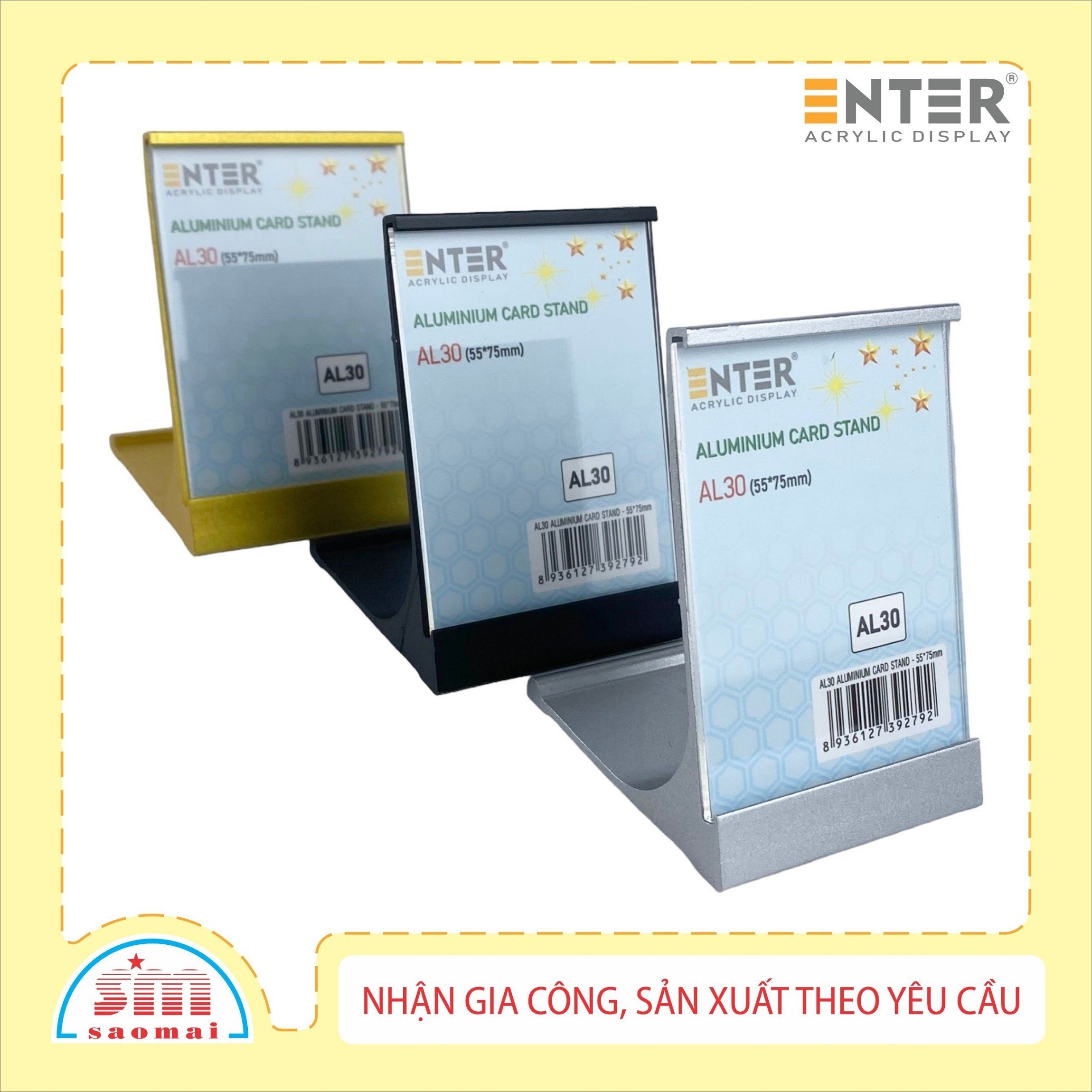 Bảng thông tin để bàn nhôm Enter AL30 55x75mm